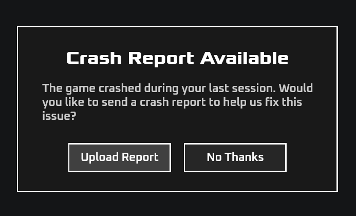 Nach einem erkannten Crash können wir Logs hochladen.
